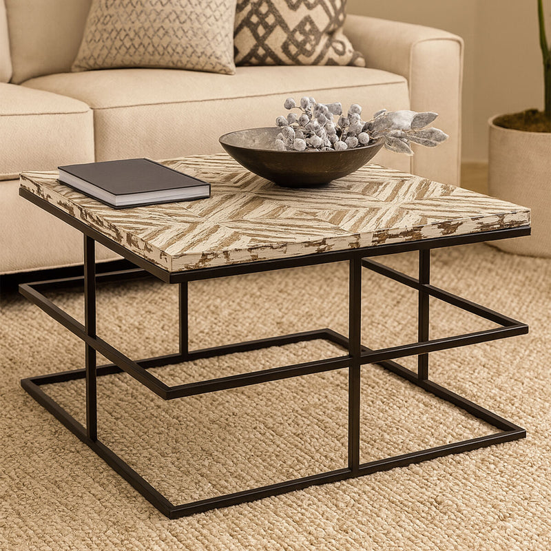 Black Rustic Chevron Square Coffee Table | Lombok