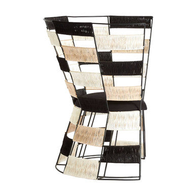 Beige and Black and White Woven Chair | Fusion