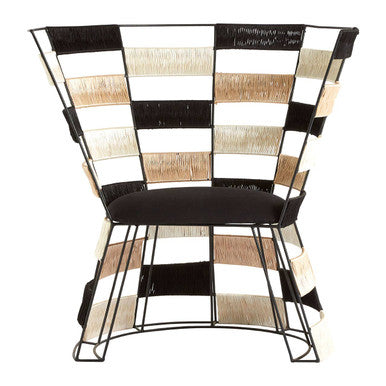 Beige and Black and White Woven Chair | Fusion