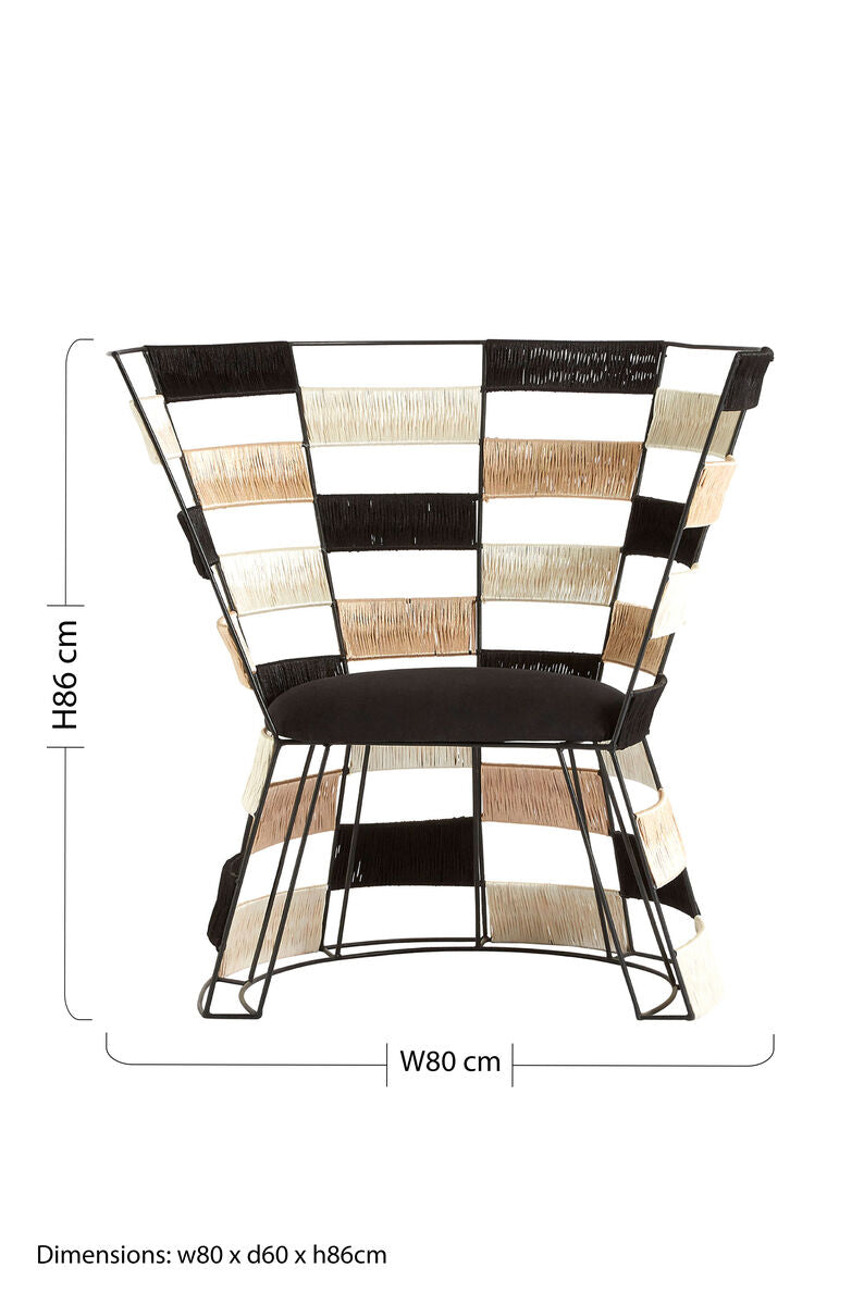Beige and Black and White Woven Chair | Fusion