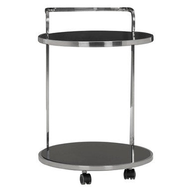 2 Tier Silver Drinks Trolley With Black Glass | Ackley