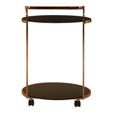 2 Tier Rose Gold Finish Drinks Trolley | Ackley