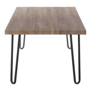 Natural Wood Effect Veneer Coffee Table with Black Metal Hairpin Legs | Borough
