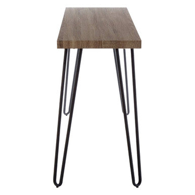 Natural Veneer Wooden Top Console Table with Hairpin Metal Legs | Borough