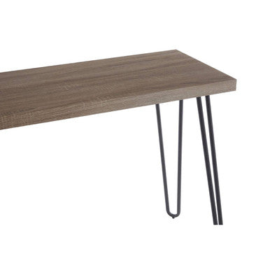 Natural Veneer Wooden Top Console Table with Hairpin Metal Legs | Borough