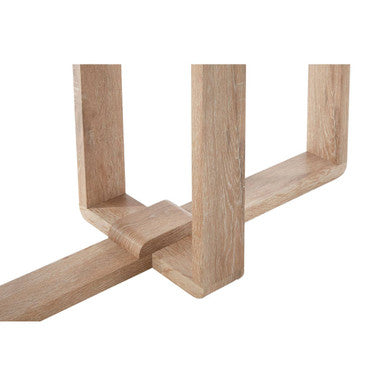 Clear Tempered Glass Top Console Table with Natural Wood Effect Legs | Barton