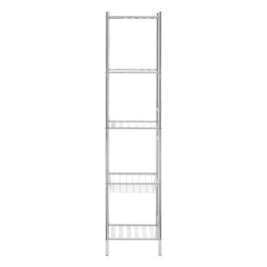 5 Tier Chrome Shelf Unit with Basket | Dara