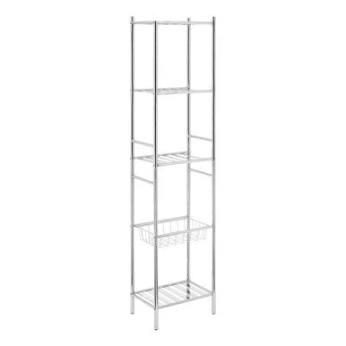5 Tier Chrome Shelf Unit with Basket | Dara