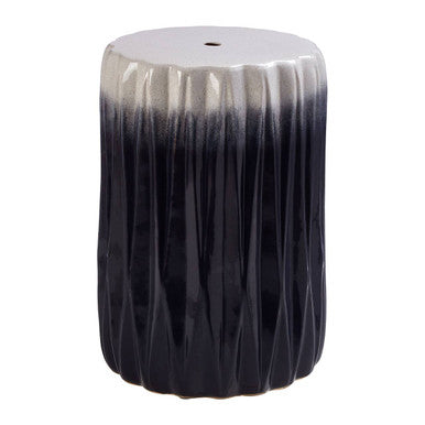 Ombre Blue and White Ceramic Side Table and Stool with Fluted Texture | Azul