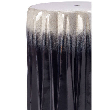 Ombre Blue and White Ceramic Side Table and Stool with Fluted Texture | Azul