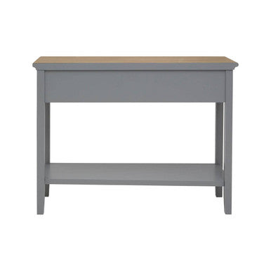 Natural Wooden Top and Grey Wooden Frame Console Table with 2 Drawers and Metal Ring Handles | Henley