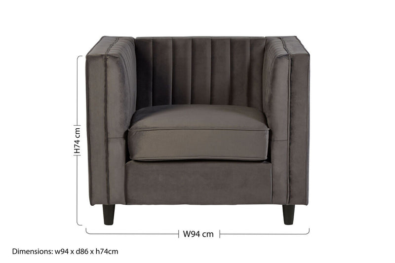 Grey Velvet Chair | Farah