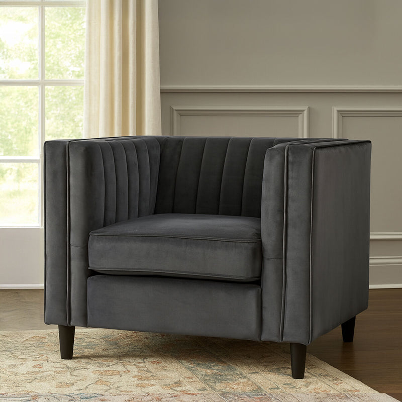 Grey Velvet Chair | Farah