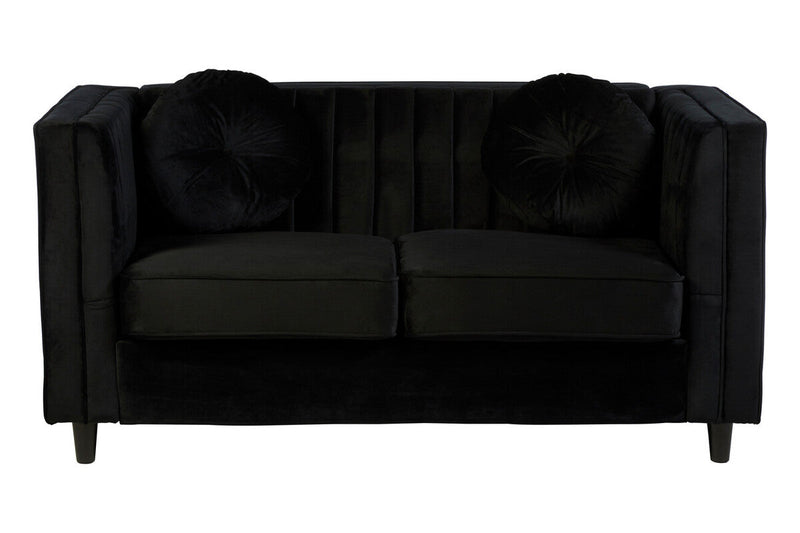 2 Seater Black Velvet Sofa | Farah
