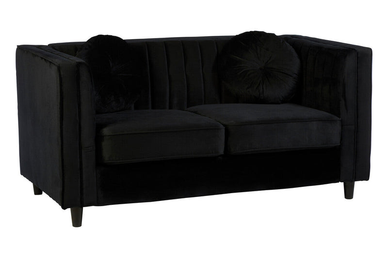 2 Seater Black Velvet Sofa | Farah