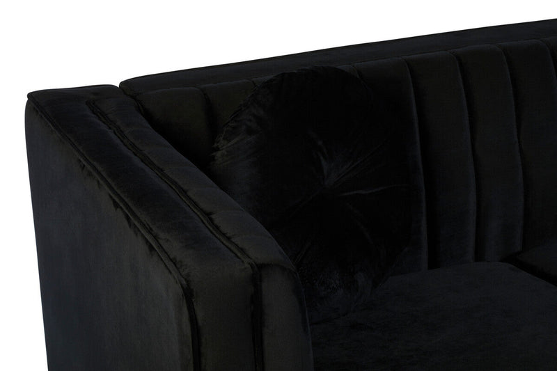 2 Seater Black Velvet Sofa | Farah