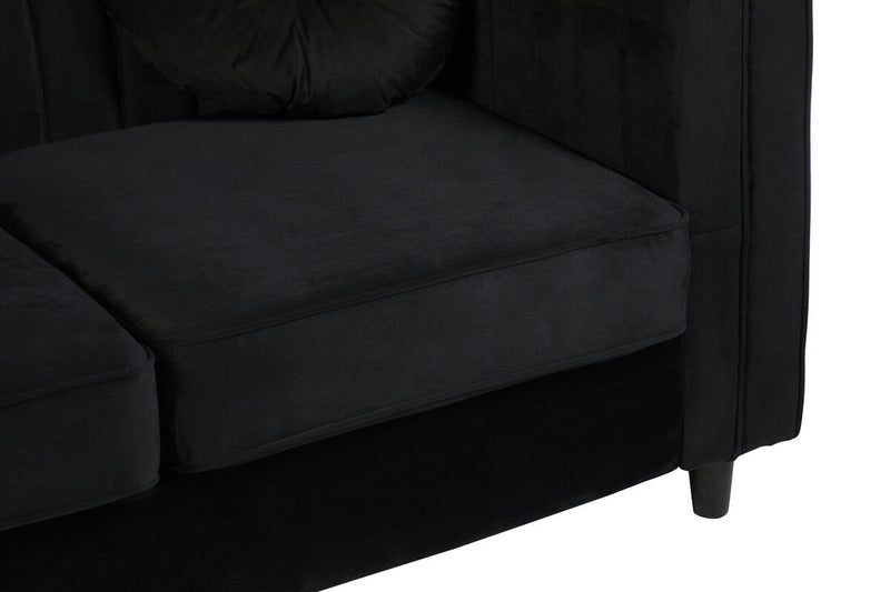 2 Seater Black Velvet Sofa | Farah
