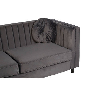 3 Seater Grey Velvet Sofa | Farah