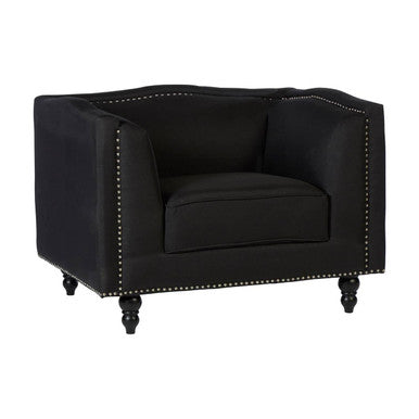 Black Fabric Chair with Stud Detail | Feya