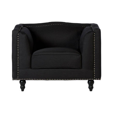 Black Fabric Chair with Stud Detail | Feya