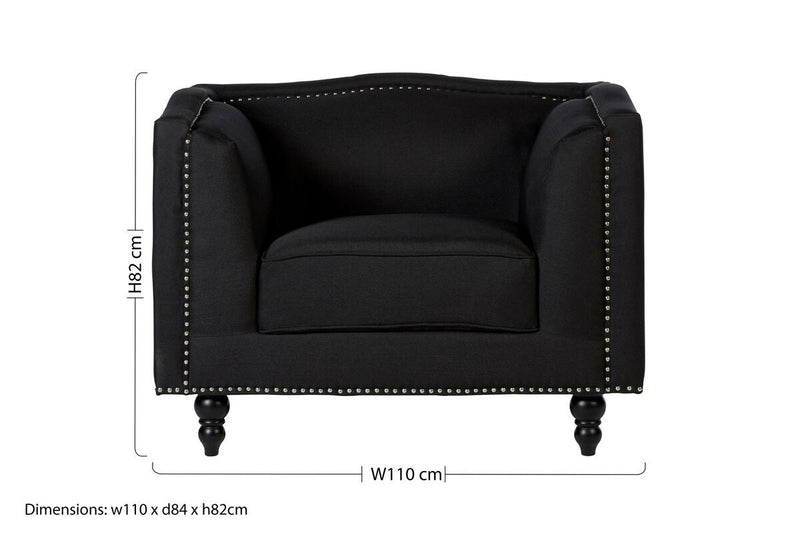 Black Fabric Chair with Stud Detail | Feya