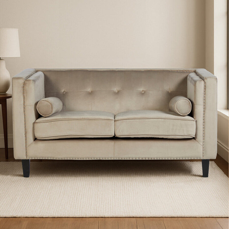 2 Seater Mink Velvet Sofa | Felisa