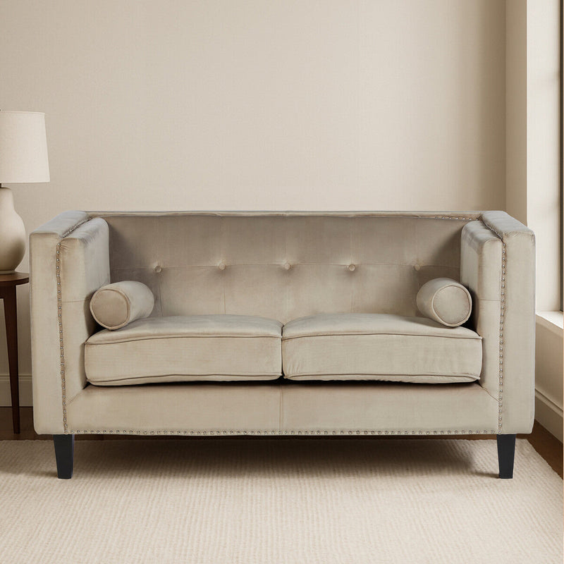 2 Seater Mink Velvet Sofa | Felisa