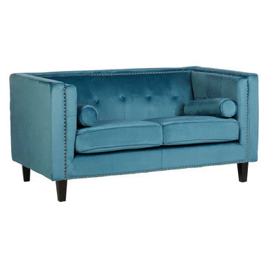 2 Seater Teal Blue Velvet Sofa | Felisa