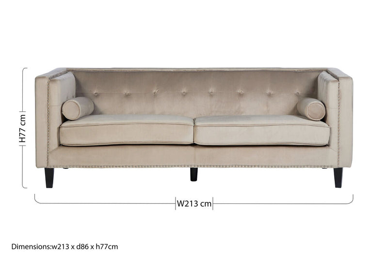 3 Seater Mink Velvet Sofa | Felisa