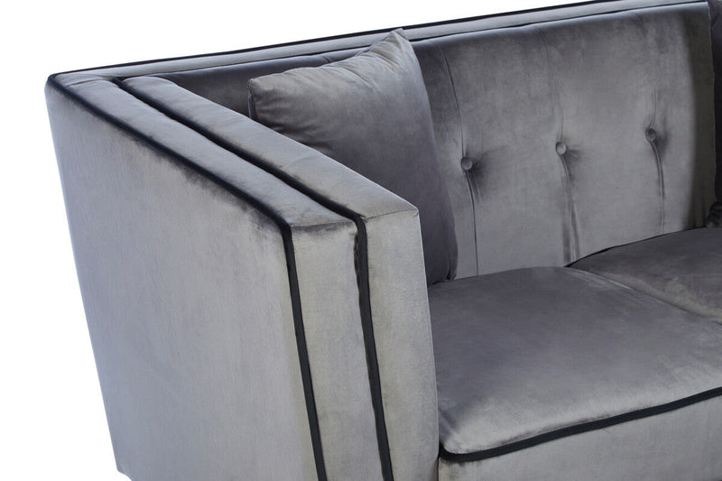 3 Seater Grey Velvet Sofa | Ferris