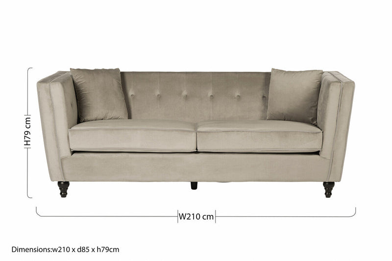 3 Seater Mink Velvet Sofa | Ferris