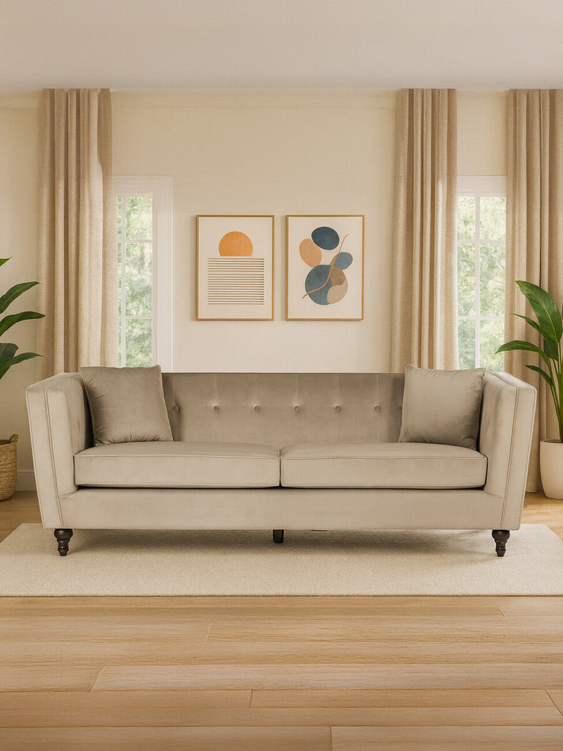 3 Seater Mink Velvet Sofa | Ferris