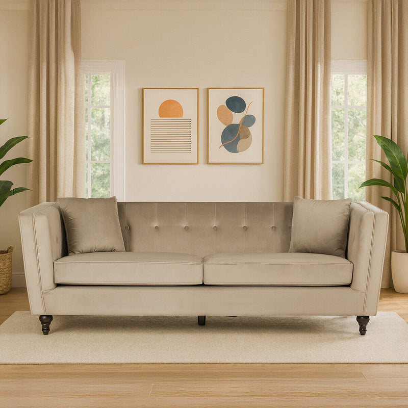3 Seater Mink Velvet Sofa | Ferris