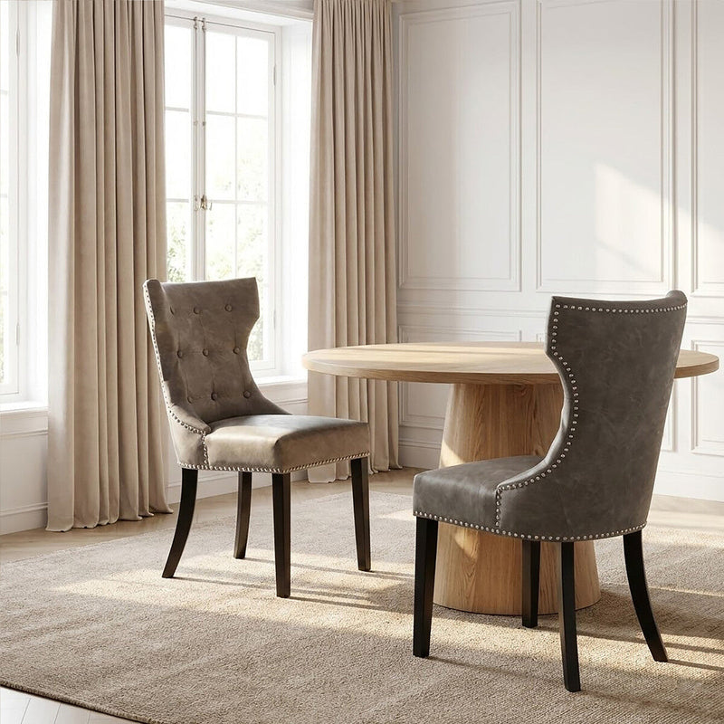 Grey Leather Effect Dining Chair | Daxton