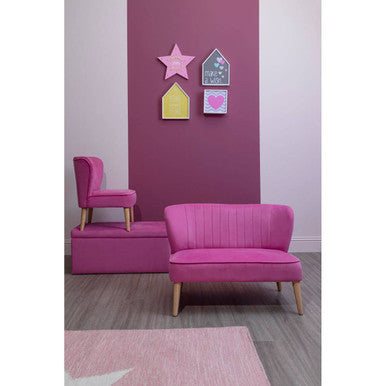 Pink Velvet Kids Ottoman | Mia