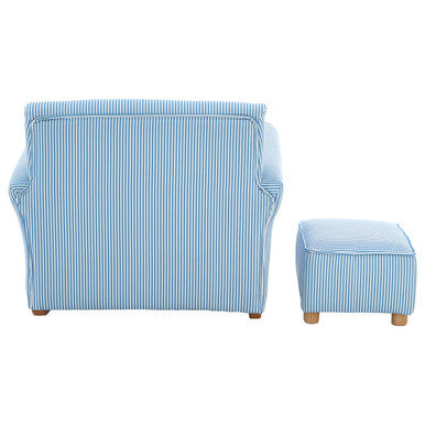 Blue and White Stripe Rocking Chair with Footstool | Kids