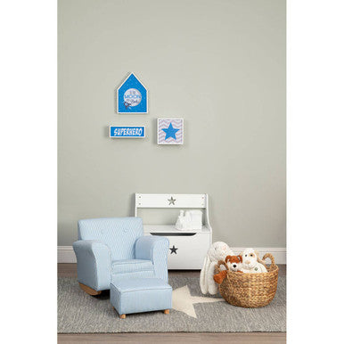 Blue and White Stripe Rocking Chair with Footstool | Kids