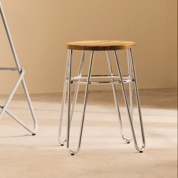 Hairpin Legs Stool with Wood Top | District