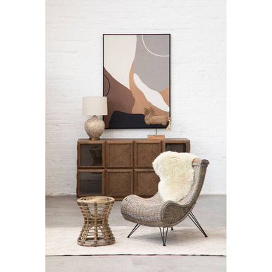 Grey Natural Rattan Stool | Maka