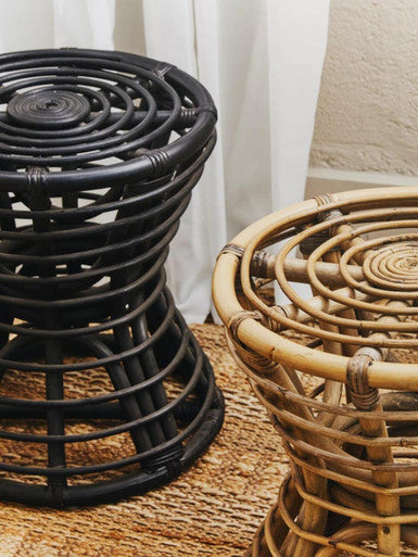 Grey Natural Rattan Stool | Maka