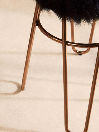 Faux Fur Rose Gold Finish Stool | District