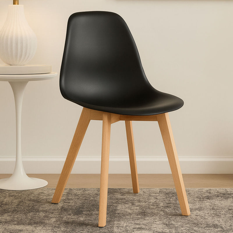 Black Chair with Beech Wood Legs | Stockholm