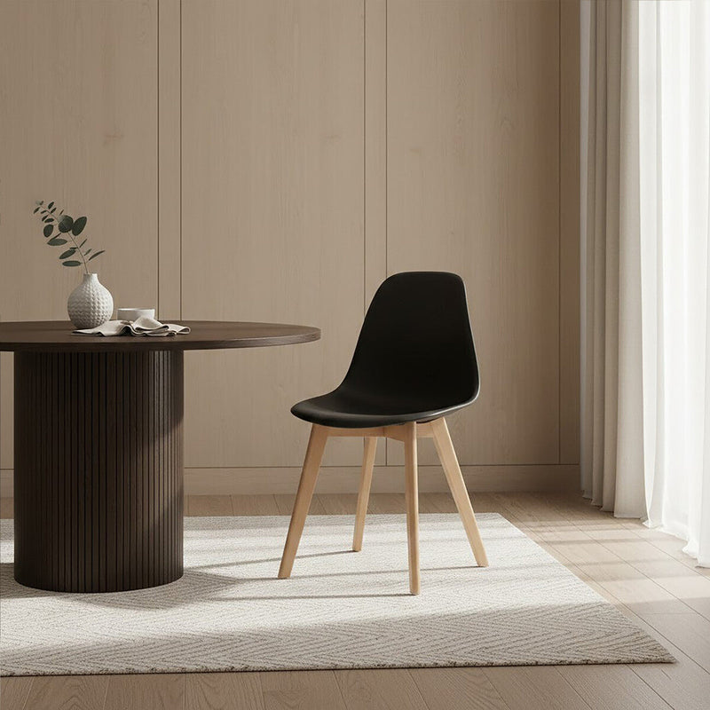 Black Chair with Beech Wood Legs | Stockholm