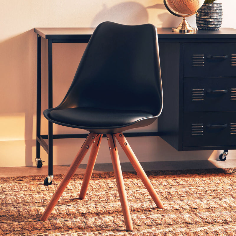 Black Padded Seat Dining Chair | Stockholm