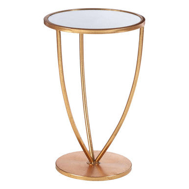 Mirrored Top Side Table with Distressed Gold Finish Metal Frame | Marcia
