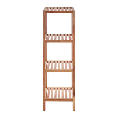 4 Tier Walnut Wood Bathroom Shelf Unit | ARLA