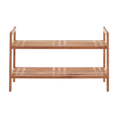 2 Tier Stackable Walnut Wood Shoe Rack | Arla