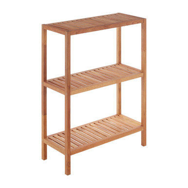 3 Tier Walnut Wood Bathroom Shelf Unit | ARLA