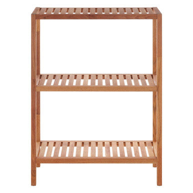3 Tier Walnut Wood Bathroom Shelf Unit | ARLA