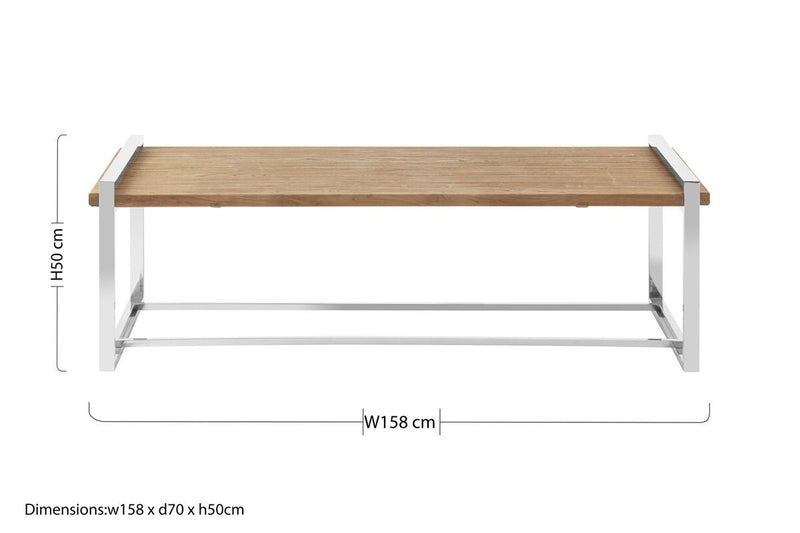 NaturaL Rectangular Coffee Table with Recycled Elm Wood Top, Menteng